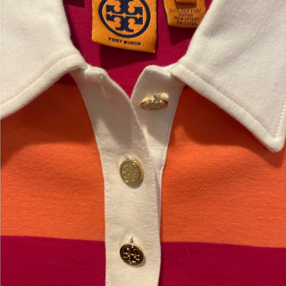 Tory Burch Striped Polo with Gold Accents - Picture 4 of 5